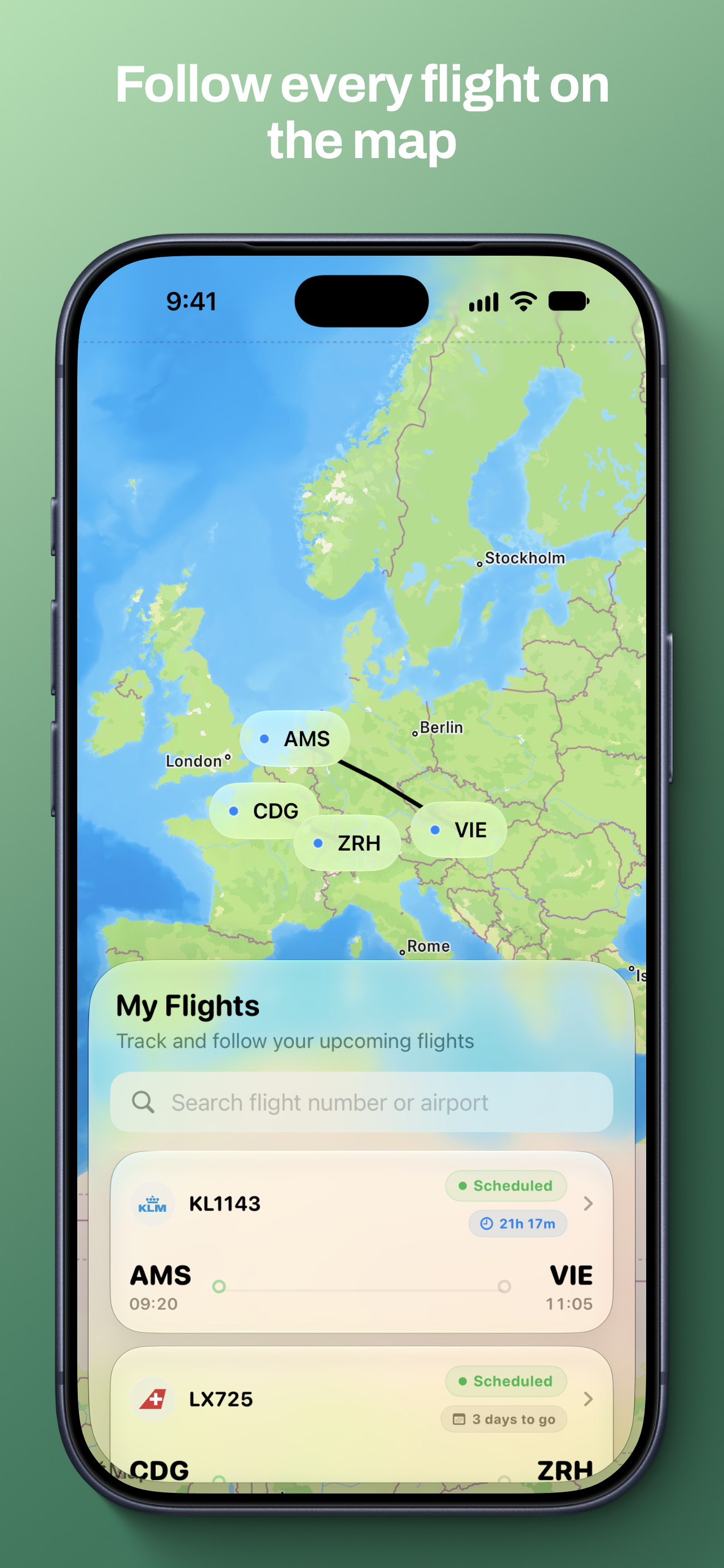 Maveon flight map screen