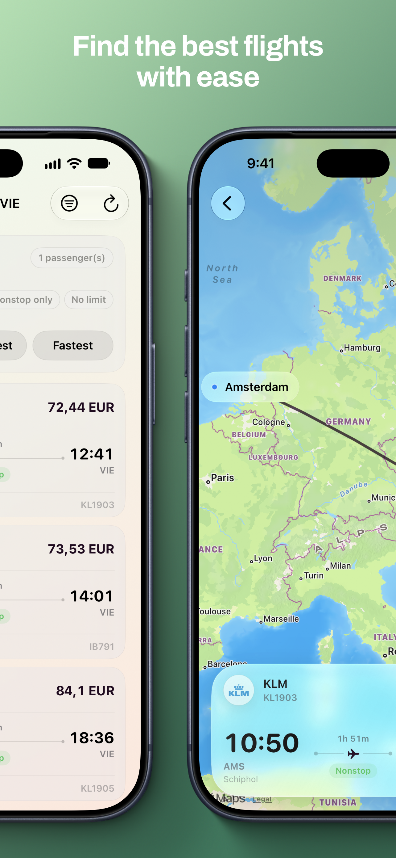 Maveon flight search screen