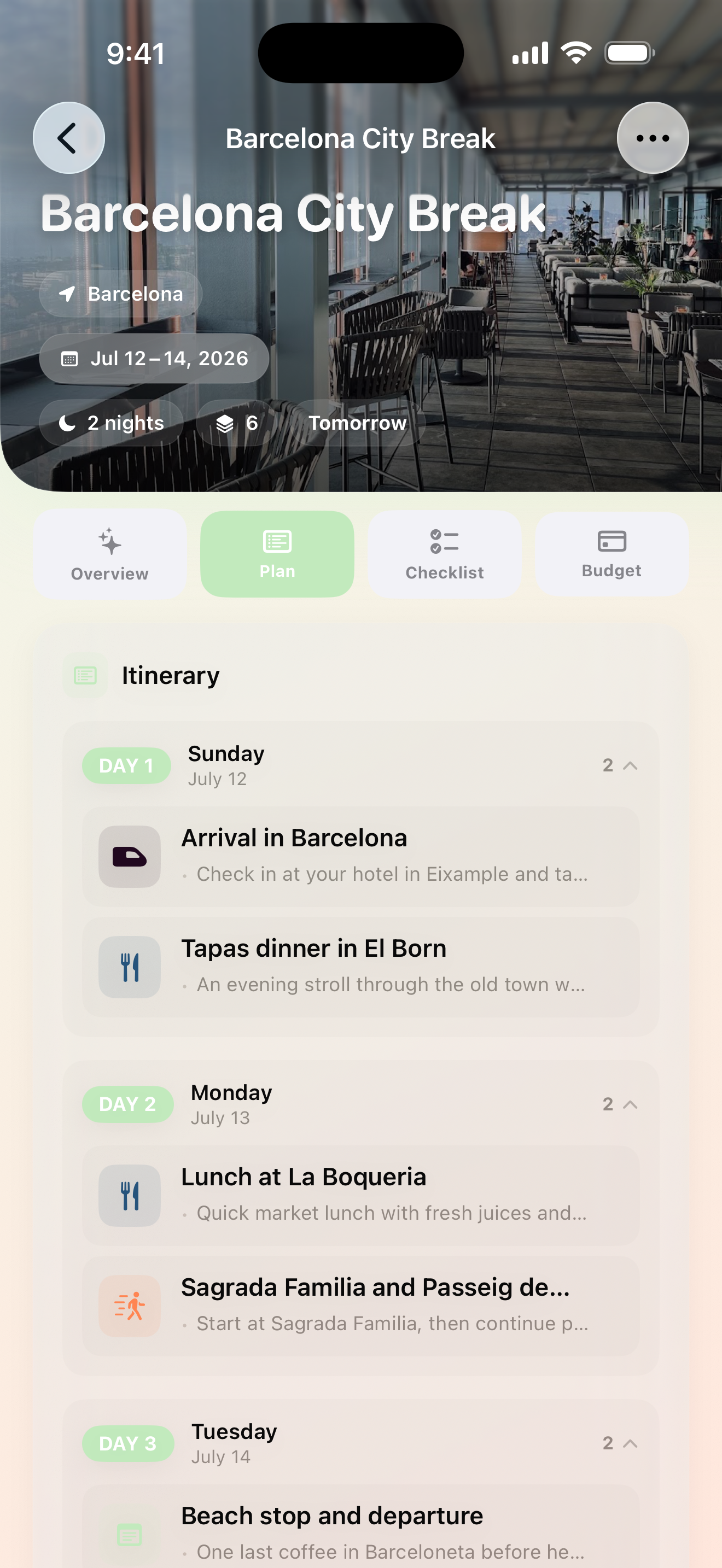 Maveon itinerary